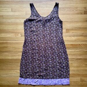 Vintage Y2K‎ Fairy Gap Floral Shift Dress Med Cottagecore Romantic Purple Ditsy